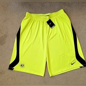 Nike Neon Yellow and Black Men's KD Athletic Shorts
